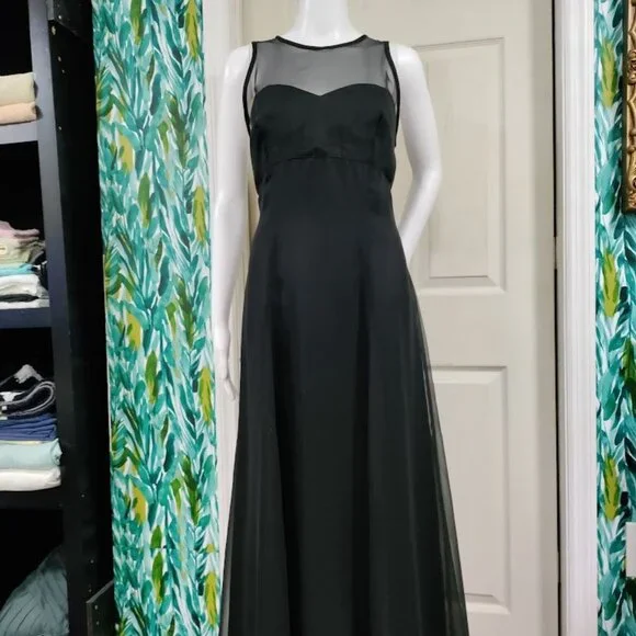 Vintage New Image Luxgoth Wedding Formal Cutout Maxi Dress Black Womens Size 12 - Picture 6 of 13